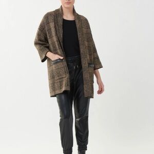 Joseph Robkoff Plaid Brown Oversized Sweater Size XS/S